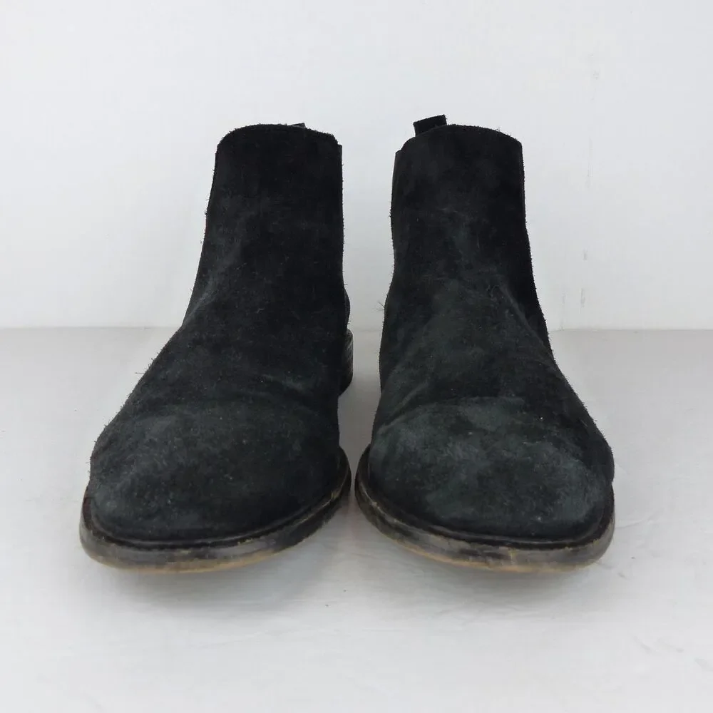 All Saints Chelsea Boots Men 12 US 45 Black Rook Suede Leather Pull On Rock - Picture 5 of 12